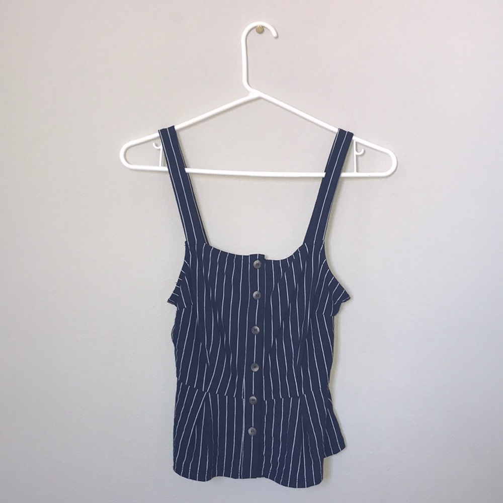 Blue and white striped tank
